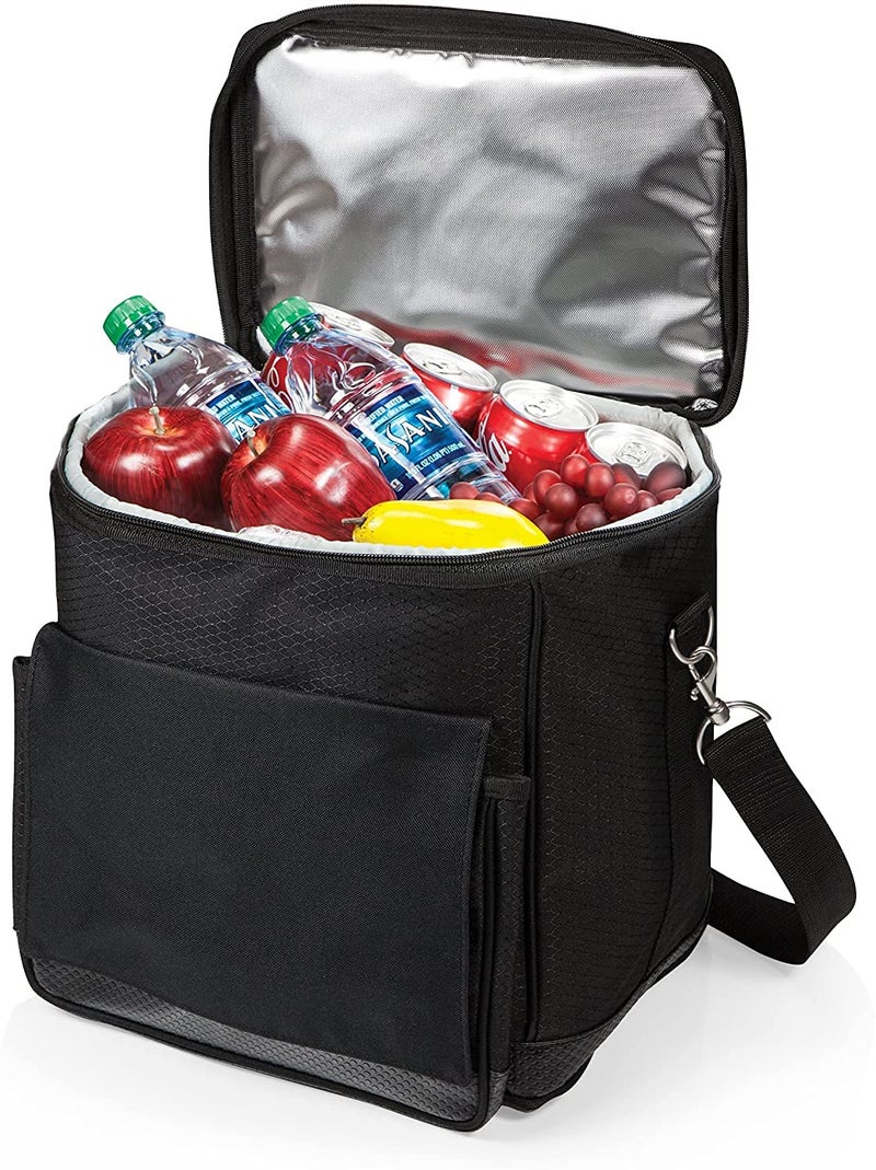 PICNIC TIME Cellar 6-Bottle Wine Carrier & Rolling Cooler Tote, Insulated Padded Wine Cooler Bag for Travel, Portable Bag with Polyester Exterior and Water-Resistant Base, (Black with Gray Accents) - Image 5